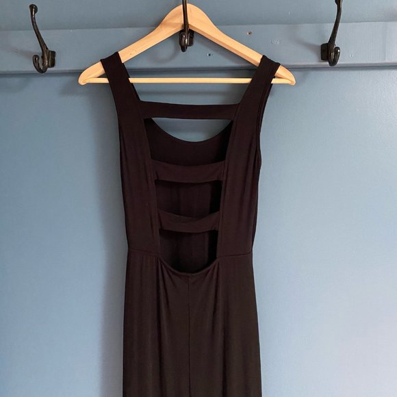 Black Rebel Sugar long dress with open back & front cut out - Picture 2 of 5